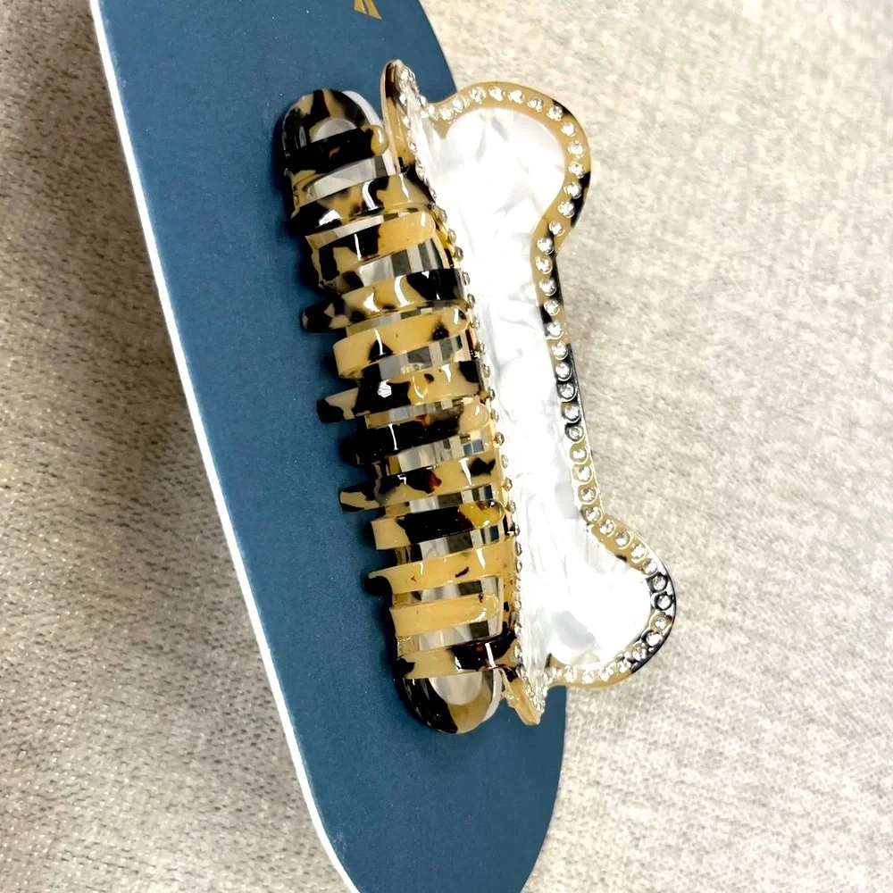 NWT ⚜️🦴⚜️ Piper K Gorgeous Tortoiseshell Bone Hair Jaw Claw Clip - Picture 5 of 7